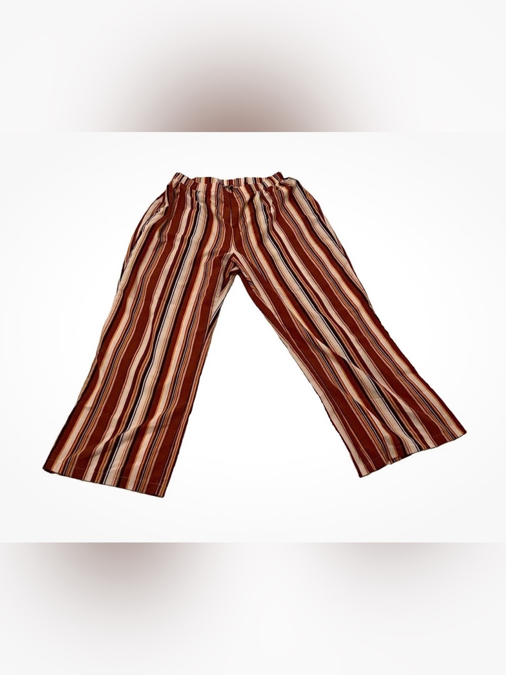 SHEIN Women's Wide Leg Striped Pants - Brown Multi